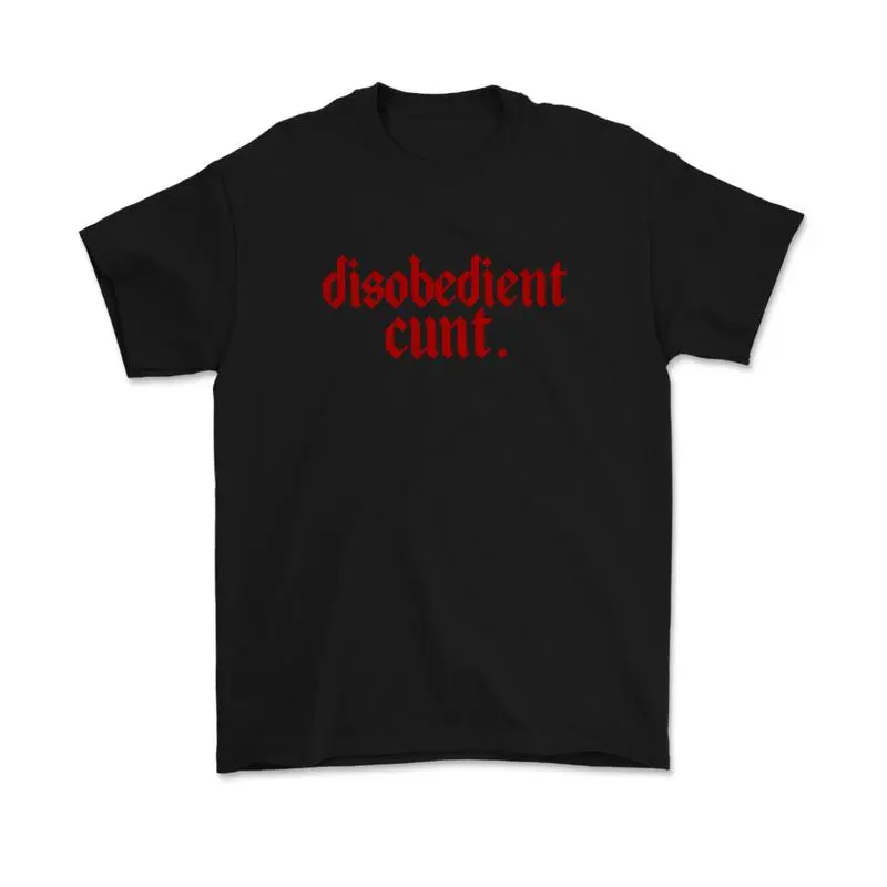 Women's Graphic T-Shirt, Basic Disobedient Rebel Print Streetwear Tee, Unisex Fitted Cut Short-Sleeve Top in Soft Pure Cotton, Shortsleeve, Tshirt, Graphic Print, Round Neck, Jeans, Cartoon, Fashion, Women's Clothes, Retro, Biker, Vintage, Work
