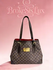 Pre-owned Louis Vuitton LV Hampstead Shoulder Bag Featuring Iconic Damier Ebene Check & Gold Nameplate