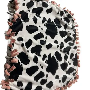 Custom Tie Blanket - Black and White Cow Print, Soft Fabric, Ideal for Various Occasions, Versatile Design
