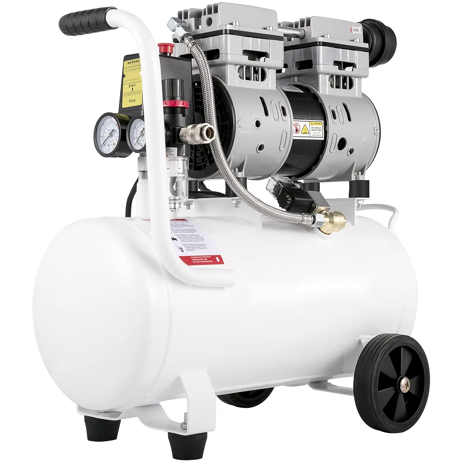 Air Compressor, 6.6-Gallon Portable Oil-Free Steel Tank, 750W, Pancake Style, 1 HP, 115 PSI, Ultra Quiet Operation For Home Garage And Workshop, Tire Inflation, DIY Projects, Air Tools Compatibility