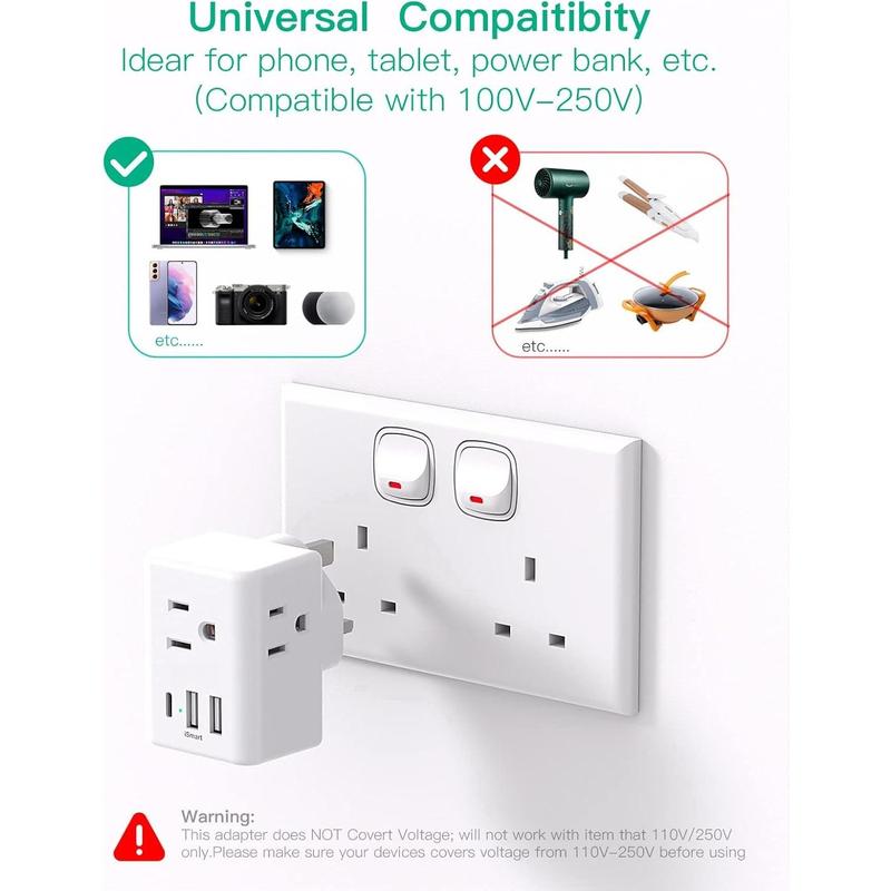 F-APT23  2 Pack European Travel Plug Adapter, International Power Plug Adapter with 3 Outlets 3 USB Charging Ports(2 USB C), Type C Plug Adapter Europe Travel Essentials to Spain Italy France