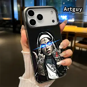 Phone Case for iPhone 17 Pro Max 16 15 Air 14 Plus 16E 13 12 11 X XS XR Weird Nun Aesthetics Pattern Matte Shockproof Anti-Scratch Stylish Smartphone Cover