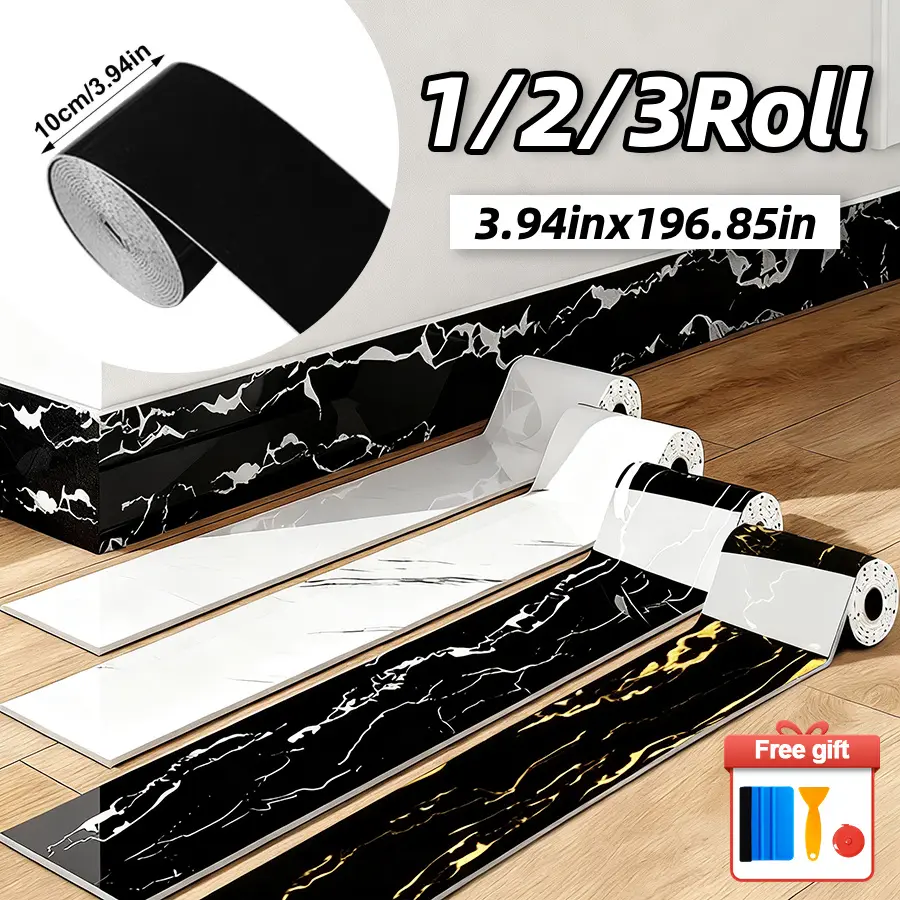 Self-Adhesive Wallpaper Frame with Accessories, 1/2/3 Roll Options, Peel-and-Stick Decorative Skirting Board Strip, Waterproof, Detachable, Residue-Free for TV Background Wall, Home Office Indoor Use