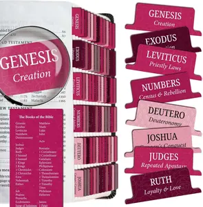 Premium Bible Tabs Tear Resistant – Easy to Apply, Laminated for Durability – Old & New Testament – Perfect for All Bibles - Pink Tabs for Women and Men - Saintilway Productions (Rose Red)