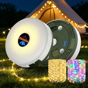 Camping String Lights Rechargeable, 32.8ft Retractable String Lights, Waterproof Indoor/Outdoor Use, 8 Modes, 4-in-1 Quick Storage Portable Lamp, Suitable for Camping, RVs, Parties, Christmas