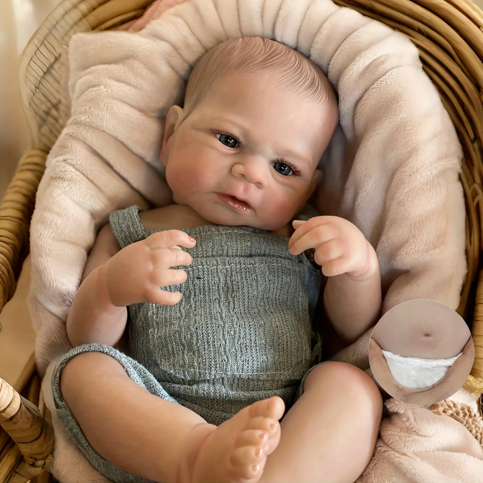 47cm Realistic Reborn Boy Doll - Bathable, 3D Hand Painted with Visible Veins, Whole Body Soft, Natural Look, Includes Feed Bottle, Ideal Boy's Gift (Toys & Hobbies Specialty DIY Supply), Reborn Doll, Real Life Doll