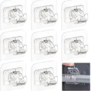 Perforated Curtain Rod Holder (Transparent)    Shelf Wall Window Bathroom Waterproof