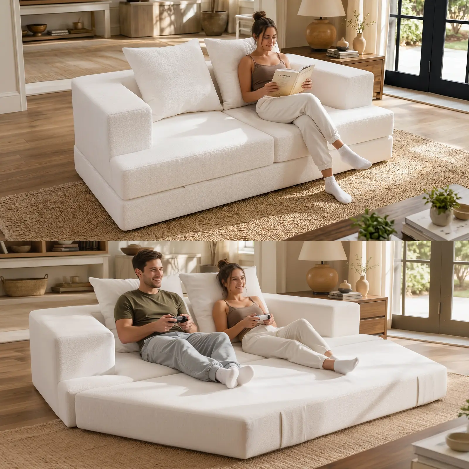 Boneless Couch Modular Sofa Bed | 77" Convertible Sleeper Loveseat,dorm essentials,home decor