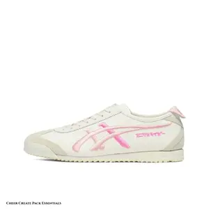 Unisex Low Top Retro Casual Shoes Beige Pink Leather Lace-Up Sneakers