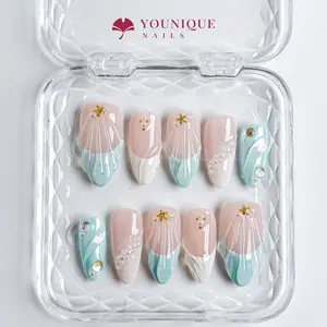 Younique Nails 2025 | Ocean-Inspired Collection | 10PCS 100% Handmade Press-On Nails | Reusable Colorful Art