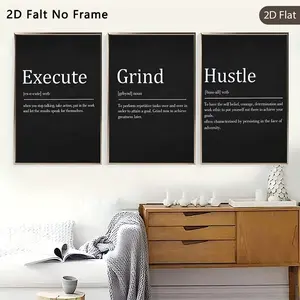 Unframed 3 Pcs Canvas Art Print, & Motivational Wall Decor, Minimalist Poster for Office & Home, 3 Piece Wall Art Set