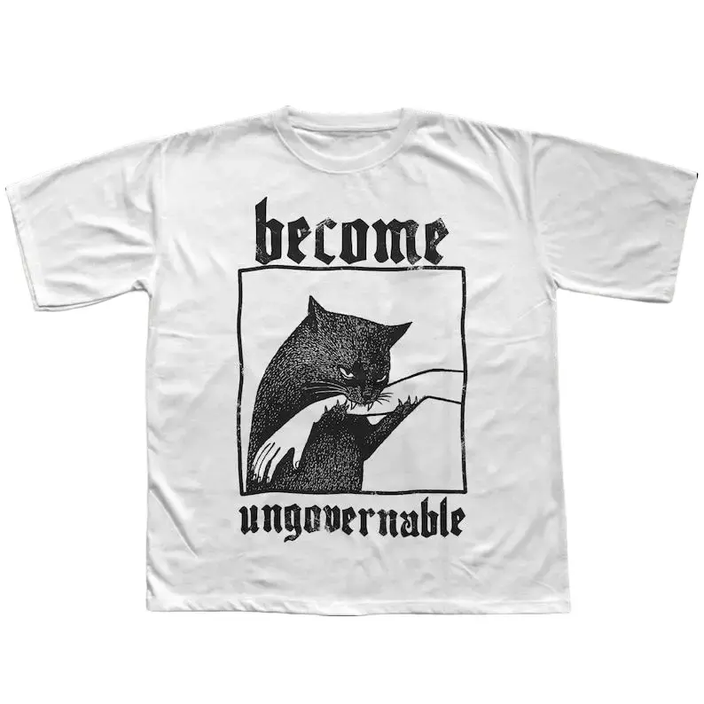 Funny Graphic Cat Biting Hand T-shirt, Vintage Graphic Tee, Silly Cats Shirt