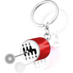 1 count 6 Speed Manual  Shifter Keyring, Metal Key Chain Model, Auto Gear Shifter Model , Suitable For Both Men And Women (Red)