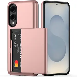 for Samsung Galaxy S25 Edge S25 Ultra S25FE S24 Ultra S23 Ultra S22 Ultra S21 Ultra Case with Card Holder Dual Layer Heavy Duty Protective Case Hidden Card Slot Slim Wallet Cover for Samsung S25 Smartphone Protection Protector