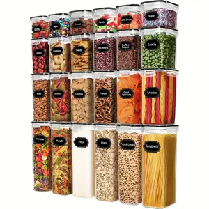 24Piece Airtight Food Storage Containers Set BPA-Free Plastic Canisters for Cereal Flour Sugar Pantry Organization with 40Labels