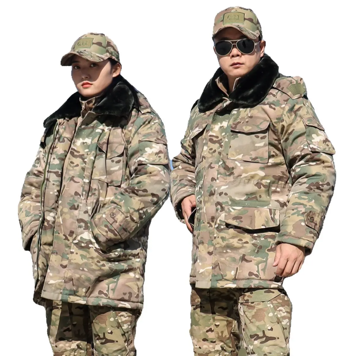 Men's Vintage Camouflage Military Parka Jackets - Menswear Loose-Fitting Genuine Russian Cold-Proof Cotton Long-Sleeve Top, Subzero Northeast Outdoor Coat with Durable Fabrics, Reinforced Stress Points, Cosplay Outerwear