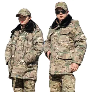 Vintage Camouflage Military Coat for Men, Genuine Russian Cold-Proof Cotton Jacket, Northeast Subzero Military Coat
