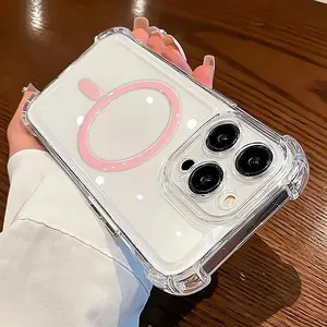 [LX]For  IPhone 16 15 14 13 12 Phone Case Magnetic Case Transparent  IPhone 15 Pro Max Full Coverage 14 Silicone 12 Four Corners Anti-Drop 13Magnetic Case  Lens Protection Protector