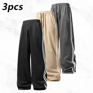 Vintage side stripe wide-leg pants, casual retro style, striped design, suitable for men and women who love vintage fashion, ideal for commuting to work, weekend shopping trips, and dating outings.