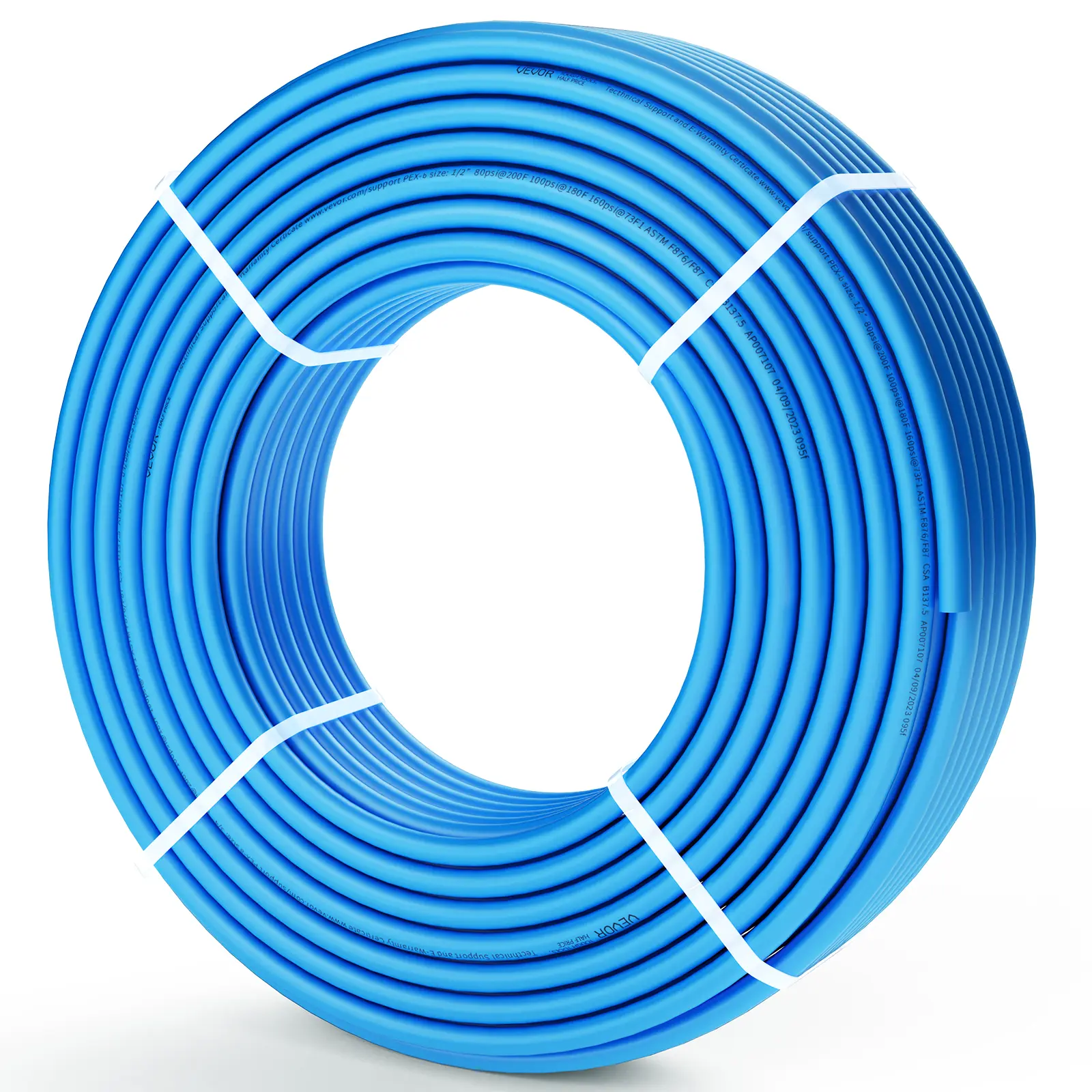 【summerfinds】VEVOR PEX Pipe 1/2 Inch, 300 Feet Length PEX-B Flexible Pipe Tubing for Potable Water, Pex Water Lines for Hot/Cold Water & Easily Restore, Plumbing Applications with Free Cutter & Clamps ,Blue