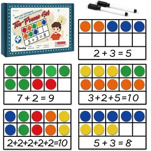 Ten-Frame Set - Math Manipulative for Elementary - 5 Ten Frames & 55  Counters for ,  Math  (Upgraded Version for Hand-held & 2 Black Pens)