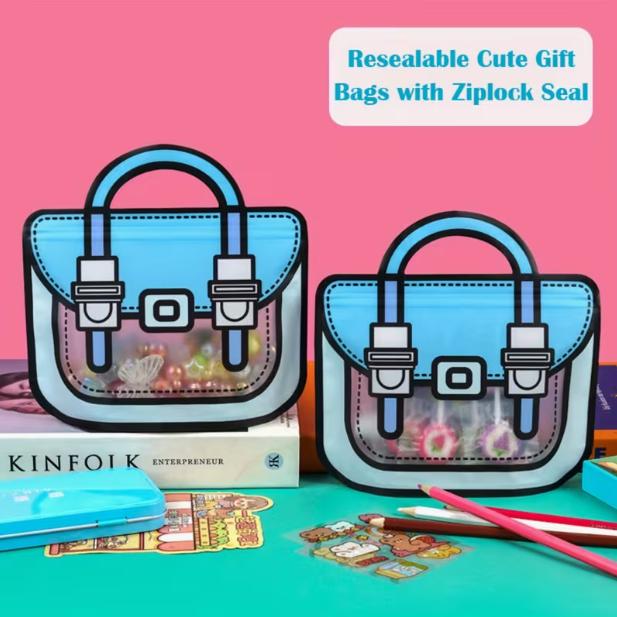Gift for Her/Him 20 Pack Resealable Cute Gift Bags with Ziplock Seal for Birthday Party Supplies, Goodie Bag for Candy, Food, Snacks Or Favors