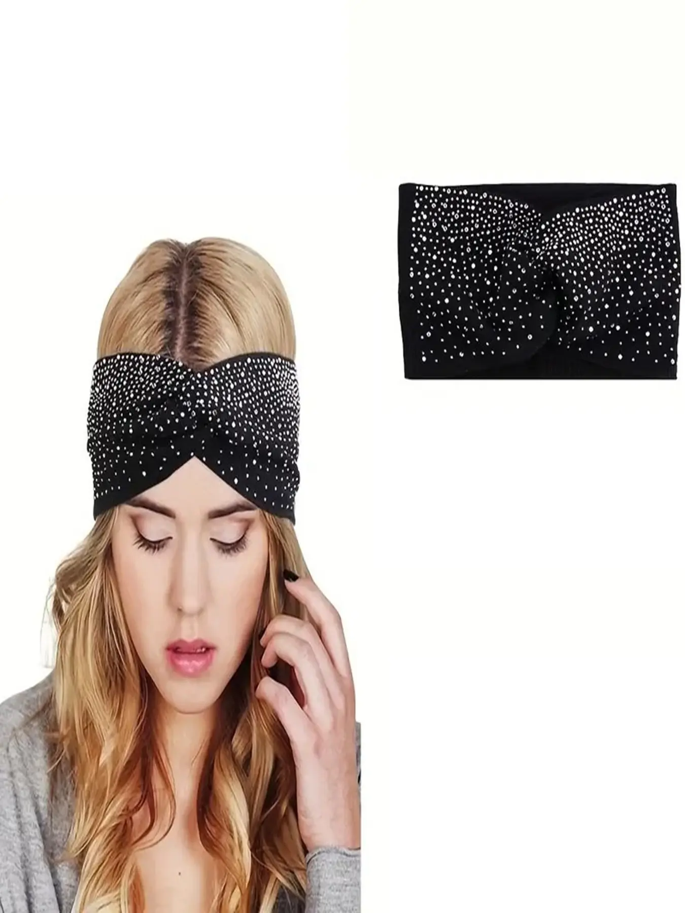 Women's Elastic Mesh Headband with Rhinestone Decor, Outdoor Activities, Street Style, Sports, Party, Fitness, Perfect Hair Accessory, Elastic Headbands, Chic Headbands