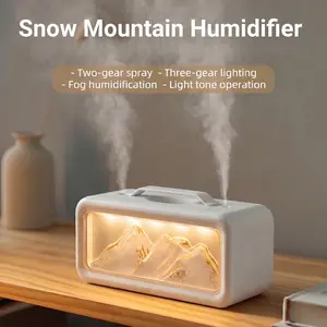 Snow Mountain Humidifier 600ml Night Light & Aroma Diffuser 2-Speed Spray 3-Level Dimmable Light Ultra Quiet Waterless Auto-Off Free Type C Cable for Home Bedroom Office Perfect Gift