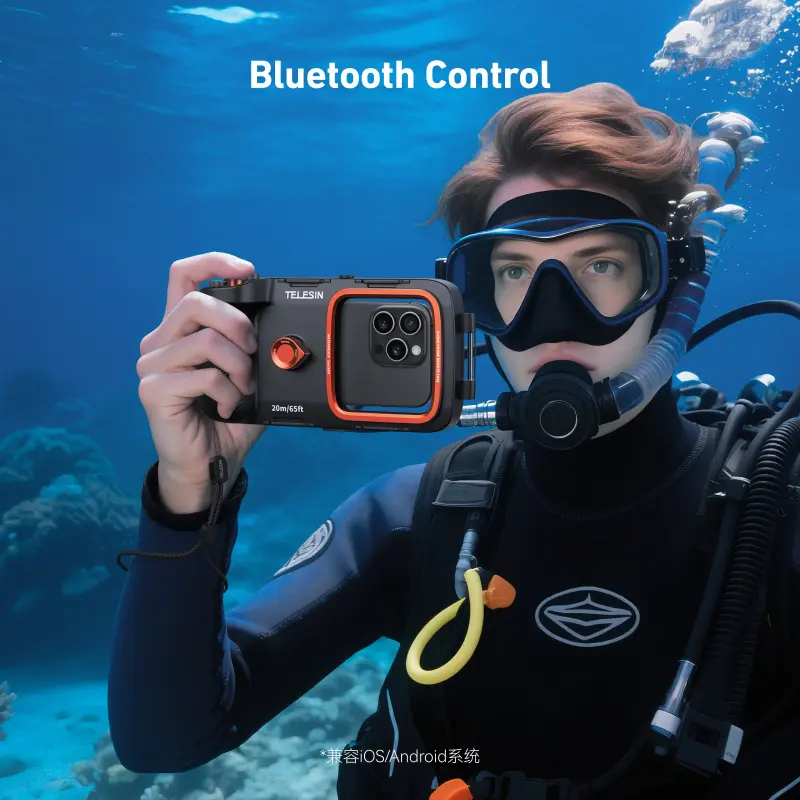 TELESIN Universal 20m/65ft Underwater Photo and Video Diving Protective Case with Handle Suitable for IPhone 16 Pro Max Samsung