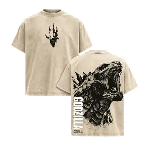 Godzilla - Godzilla King of the Monster Retro Vintage Menswear Gift movie fans Top Apparel Classic Oversized Seamless Simple Straight Man Clothes Cotton designer shirts, graphic tees, men gifts, ,Graphic Streetwear T-shirt