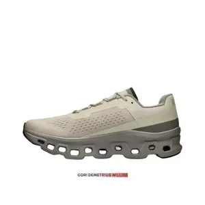 Beige-Gray Long-Distance Cushioned Running Shoes, Oversized Hollow Cloud Midsole with Engineered Mesh Upper Design