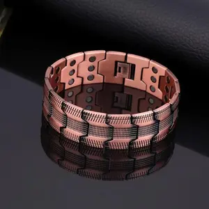 [Pure Copper] Men's Magnetic Therapy Bracelet - Triple Strong Magnet Bangle with Size Adjuster (Father's Day Gift)
