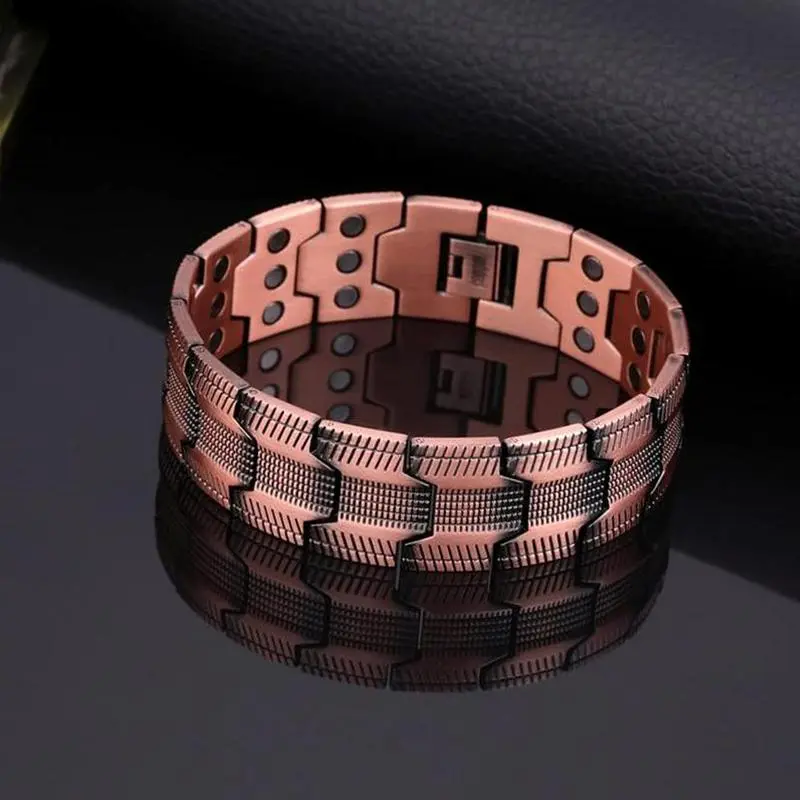 [Pure Copper] Men's Magnetic Therapy Bracelet - Triple Strong Magnet Bangle with Size Adjuster (Father's Day Gift)