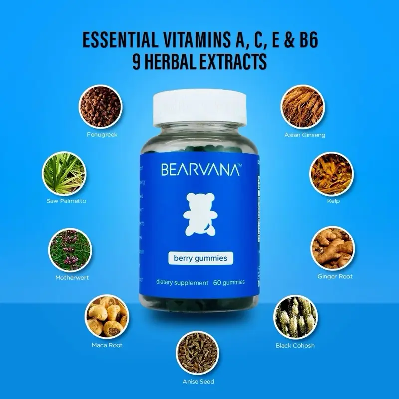 BEARVANA Gummies - Women's Berry Flavored Supplement - One Month Supply - Herbal Extracts and Essential Vitamins Dietary Healthcare