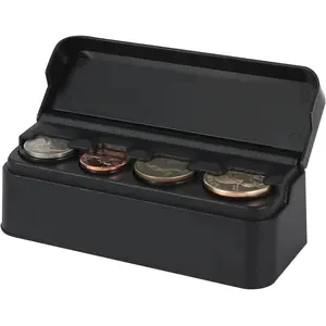 Holder for  Change Organizer Storage  Dispenser  Accessories Box, Mini Organize  Case Box Classic Black  Plastic Container Quality (Quarter, Dimes) Sorter Lid