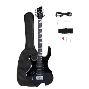 Left-Handed Electric Guitar, Black Finish, 24 Frets, Rosewood Fingerboard, Humbucker Pickup, 5-Way Pickup Switch, Basswood Body, Maple Neck, 25.5" Scale Length, Double-Way Adjustable Neck, Tremolo Bridge