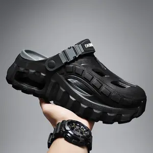 Men's Summer Slippers Outdoor Teenagers Thick Sole Height Increasing Driving Dual Use Closed Toe Cool Hollow Shoes 0