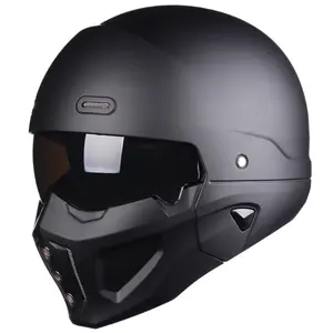 Cross-Border Exclusive Samurai Black Scorpion Helmet for Men Harley Retro Combination Helmet Half Helmet Four Seasons Electric Bike Helmet