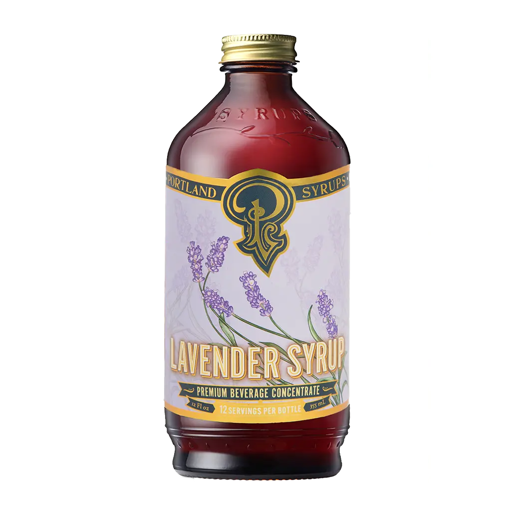 Portland Syrups Lavender Syrup - Lavender Beverage Concentrate for Tea, Matcha, Coffee, Sodas, and Baking - Floral Flavor for Crafting Refreshing Drinks - 12 oz Bottle