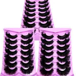 New Mink Lashes Wholesale 3 boxes / 21 Pairs 25mm Eyelashes Long Wispy Messy Fluffy Lashes Bulk Makeup 25 mm Mink Eyelashes Cosmetic