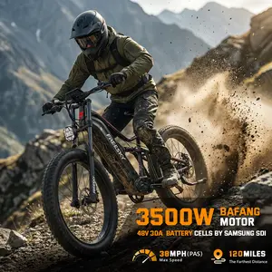 FREESKY 3500W BAFANG Motor Electric Bike for Adults, 48V 30Ah Removable Battery Ebike 120 Miles, 38+MPH, 26" Fat Tire Dirt Mountain E Bike, Full Suspension Bike, UL 2849 Certified by TÜV(Standards)