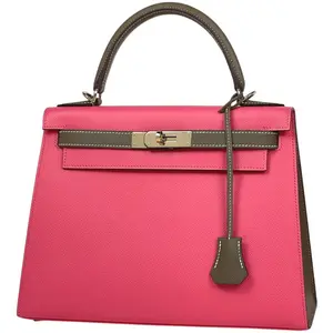 Pre-owned HERMÈS leather Tote Bags Kelly 28 Sellier Personal Order Epsom Rose Azalée Etoupe 4000023028773