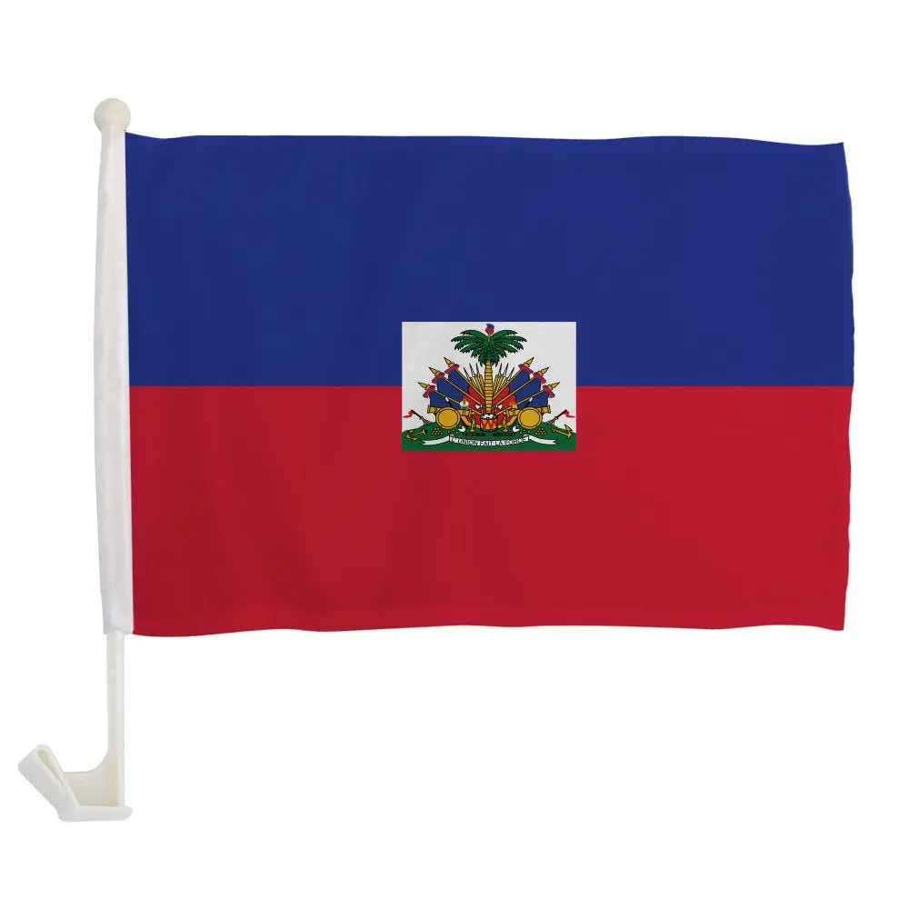 Flags Importer Haiti Single-Sided Car Flag - 12x16in Polyester Clip-On Double-Sewn Ornament, Automotive Interior Car Decoration Accessory, Car-Mounted Flags, Universal Fit Flags