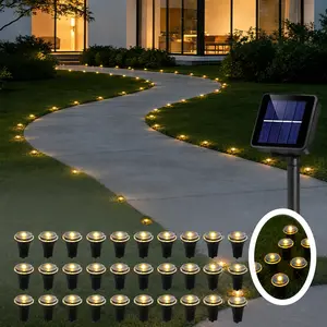 30-Light Solar Ground Recessed Lights Outdoor String Lights IP44 Waterproof Landscape Decorative Lights for Courtyards, Steps, Pathways, and Lawns