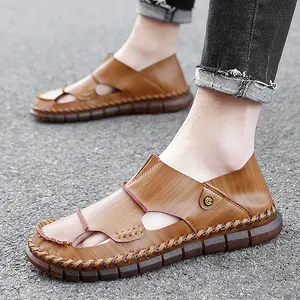 Bdhjydb Breathable Beach Sandals, Retro Casual Clogs, Wide-Fit Driving Shoes for Men, Suitable for Wading