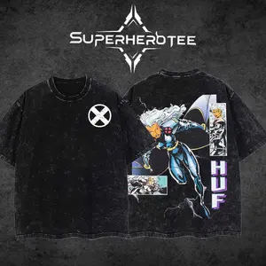 [ superhero tee ] "Storm " 2026 New The Mutants X-Force MCU Comic Edition Double Printed Oversize Lightweight Acid Washed Tee Hoodie Sweater TV Series Graphic Design Top Cotton Streetwear Comic Superheroes T-Shirt Clothes Menswear