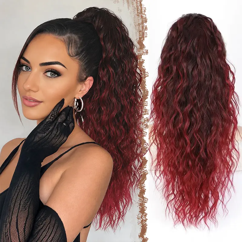 Women's 20 In Claw Clip Ponytail Extension, Soft Heat-Resistant Synthetic Hair, Fluffy Layers Short Curly Wavy Ponytail Piece for Party/Work Daily Hairstyles