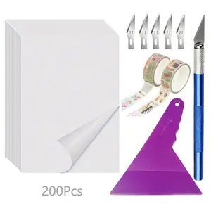 200 Sheets A6 Release Paper Diamond Painting Tools Set with Craft Knife, Scraper & Washi Tape Complete DIY Accessories Kit