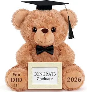 Class of 2026 Graduation Bear - Graduation Gifts 9.8 Inches Teddy Bear Stuffed Animal Plush with Picture Frame for Girls Boys College Kindergarten Class of 2026 Cute Cap Bow Tie Keepsake ORIMANTO