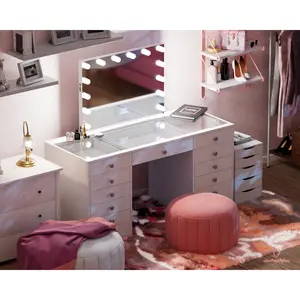 Glam & Glow – Smart Vanity Set Glossy White Edition— 13 Drawers